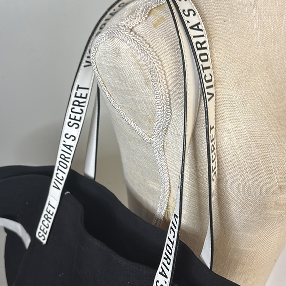 EUC Victoria’s Secret black tote with white lettering large - Picture 4 of 5